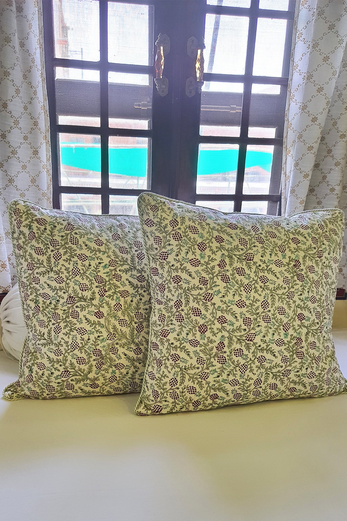 Mint Floral Cushion Cover Set of 2