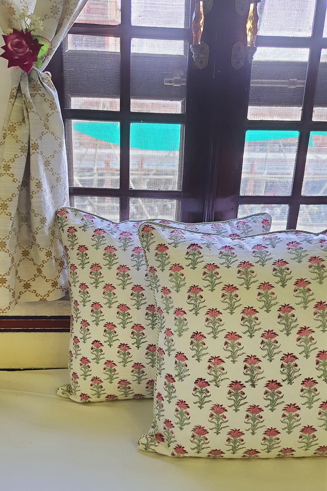 Mughal Pink Booti Cushion Cover Set of 2