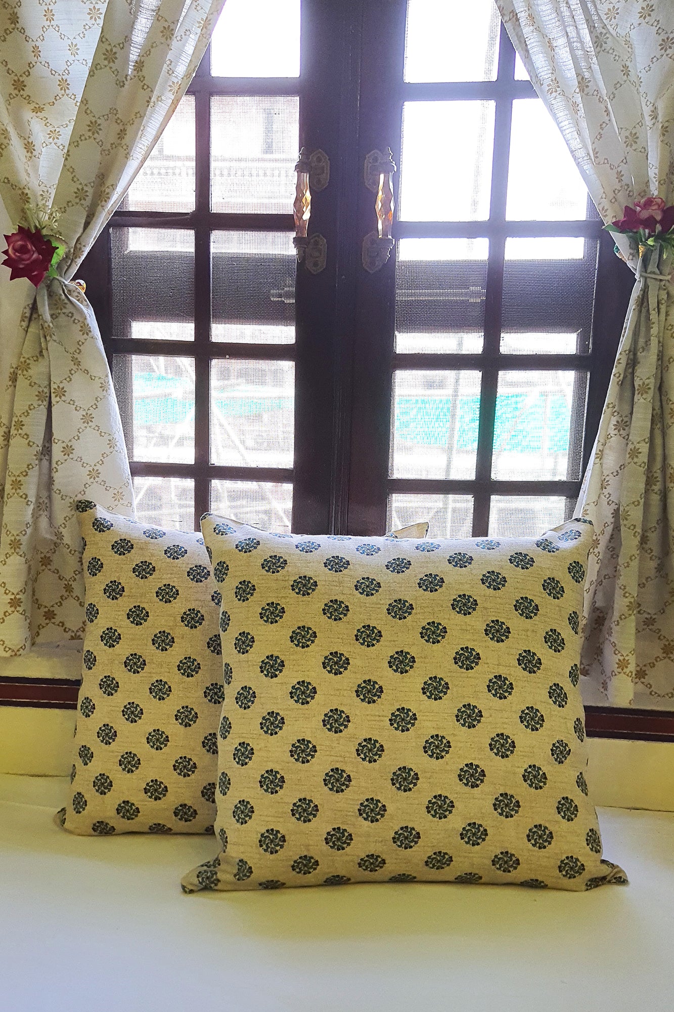 Blue Circle Cushion Cover Set of 2
