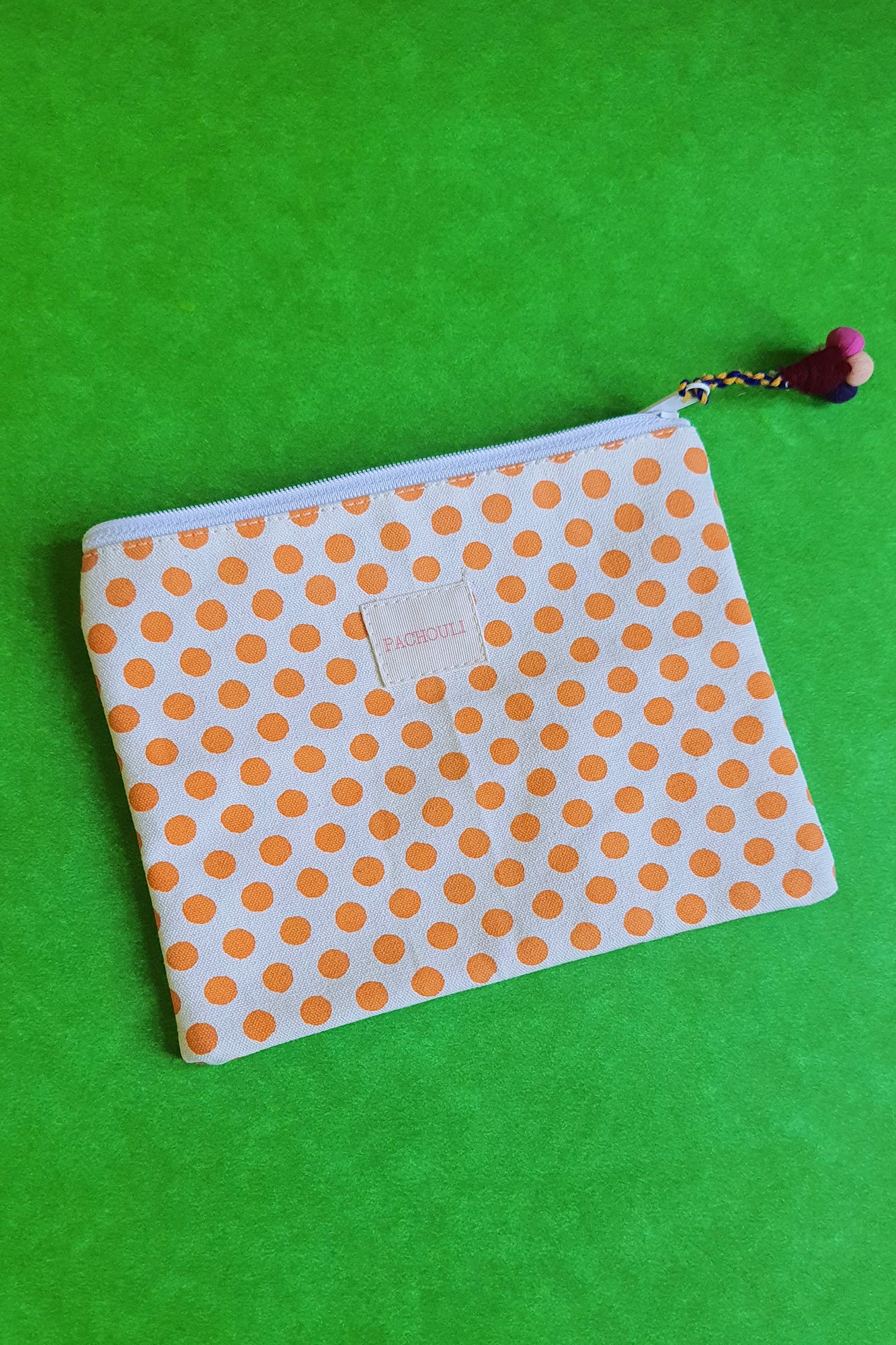 Orange Dot Canvas Pouch