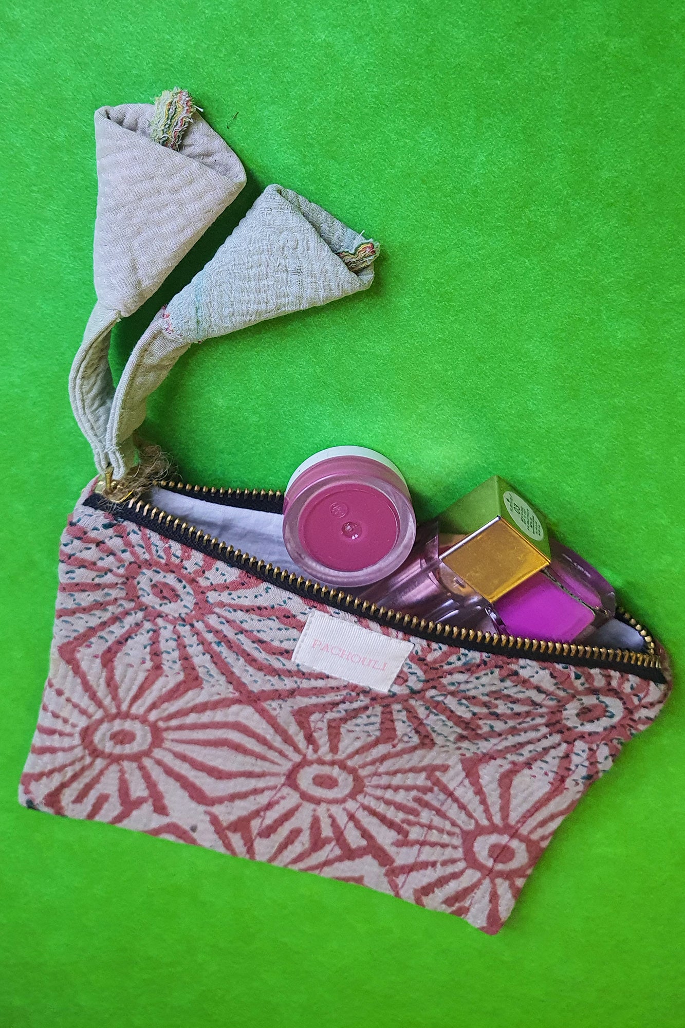 Geometrical Kantha Toiletry Pouch