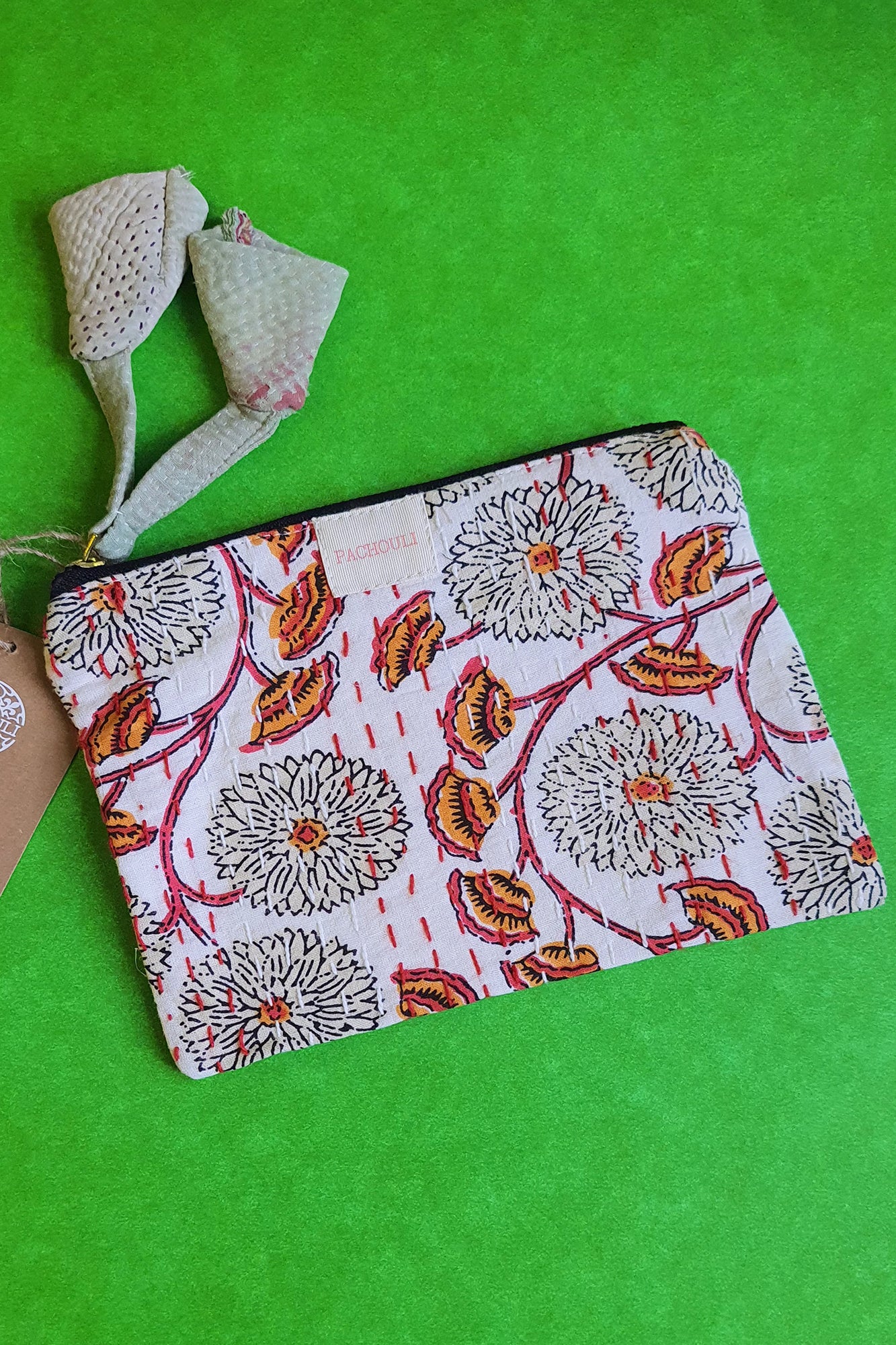 Sunflower Kantha Pouch