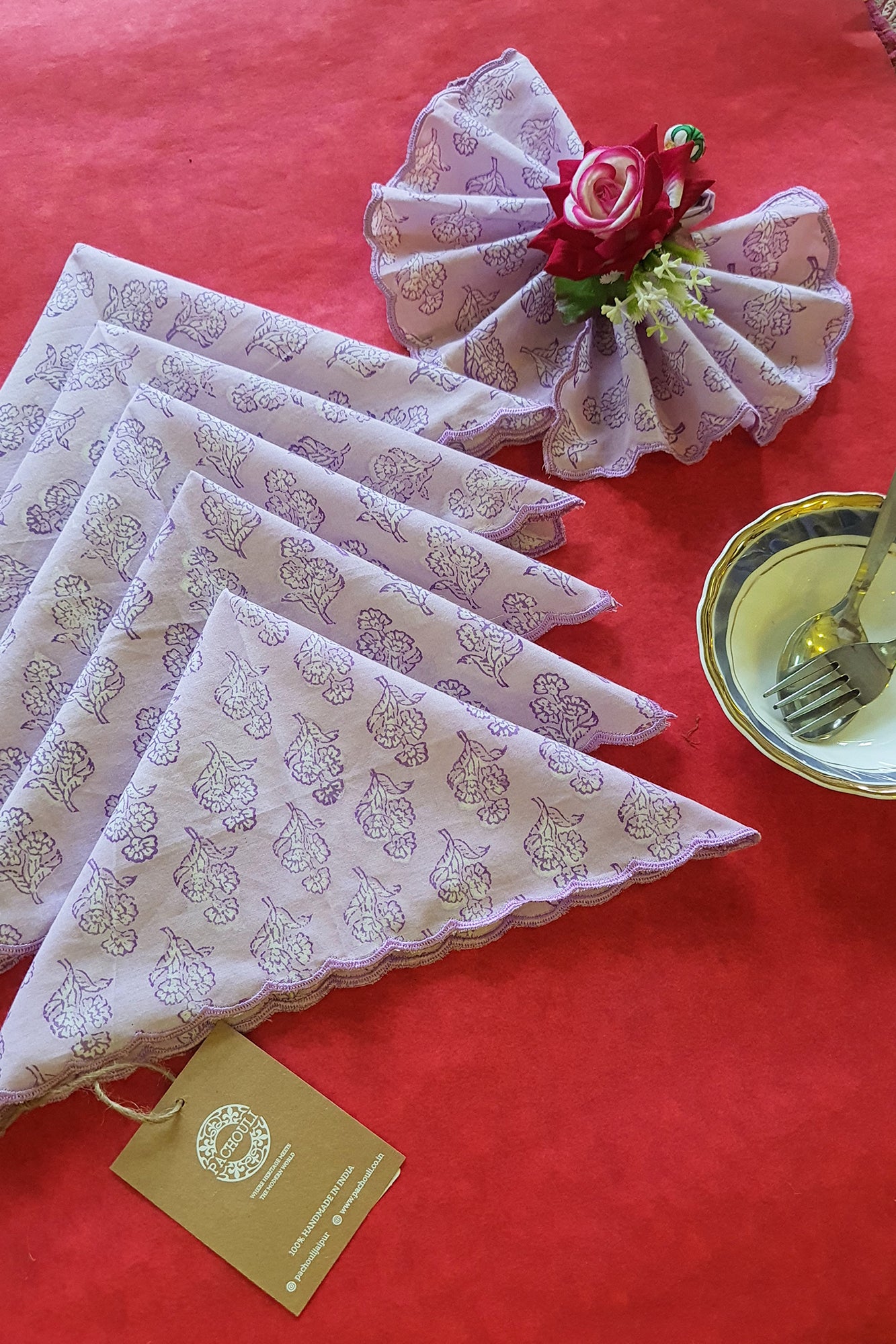Lavender Motifs Scalloped Napkins Set of 6