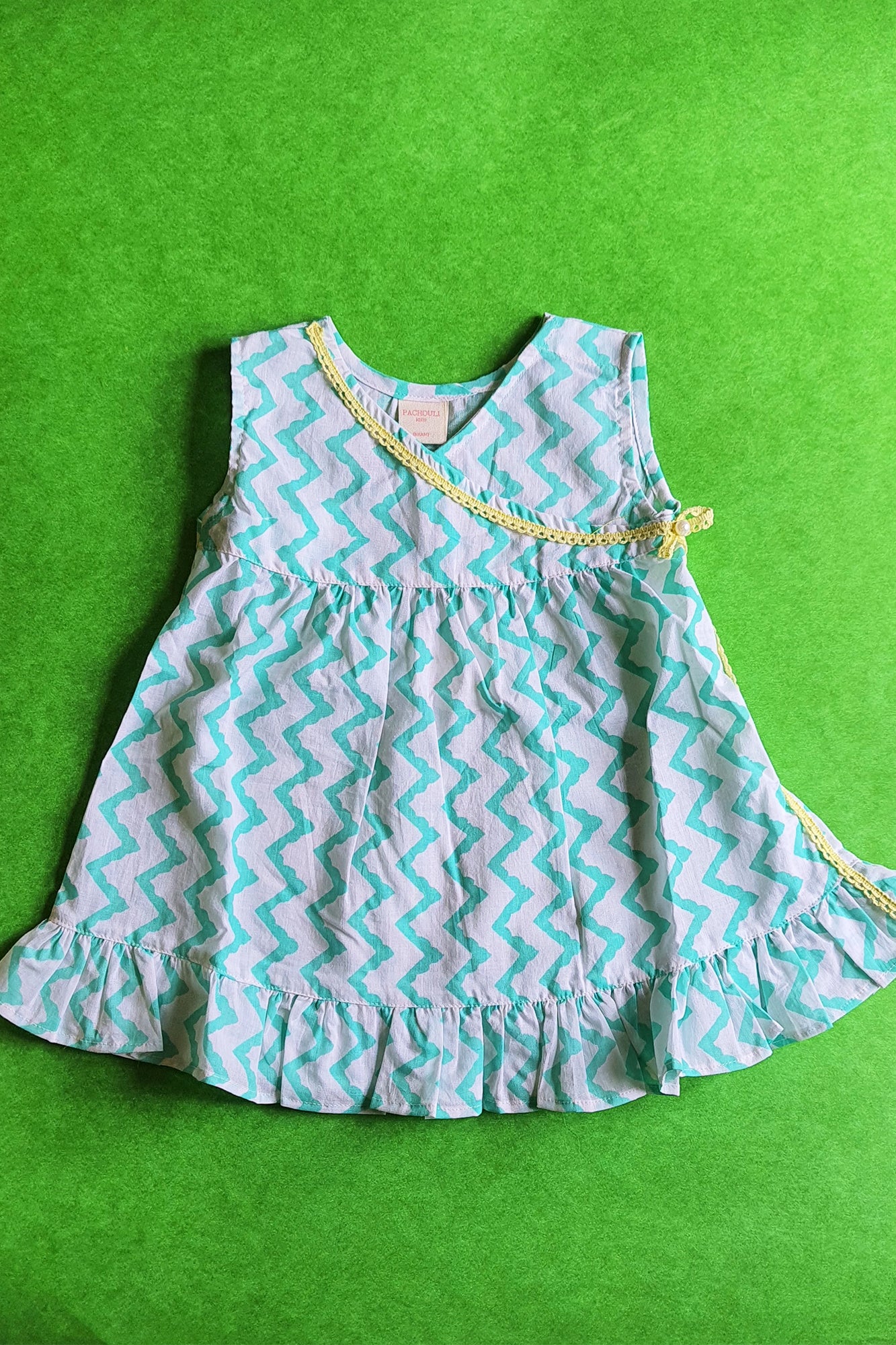 Green Chevron Infant Frock