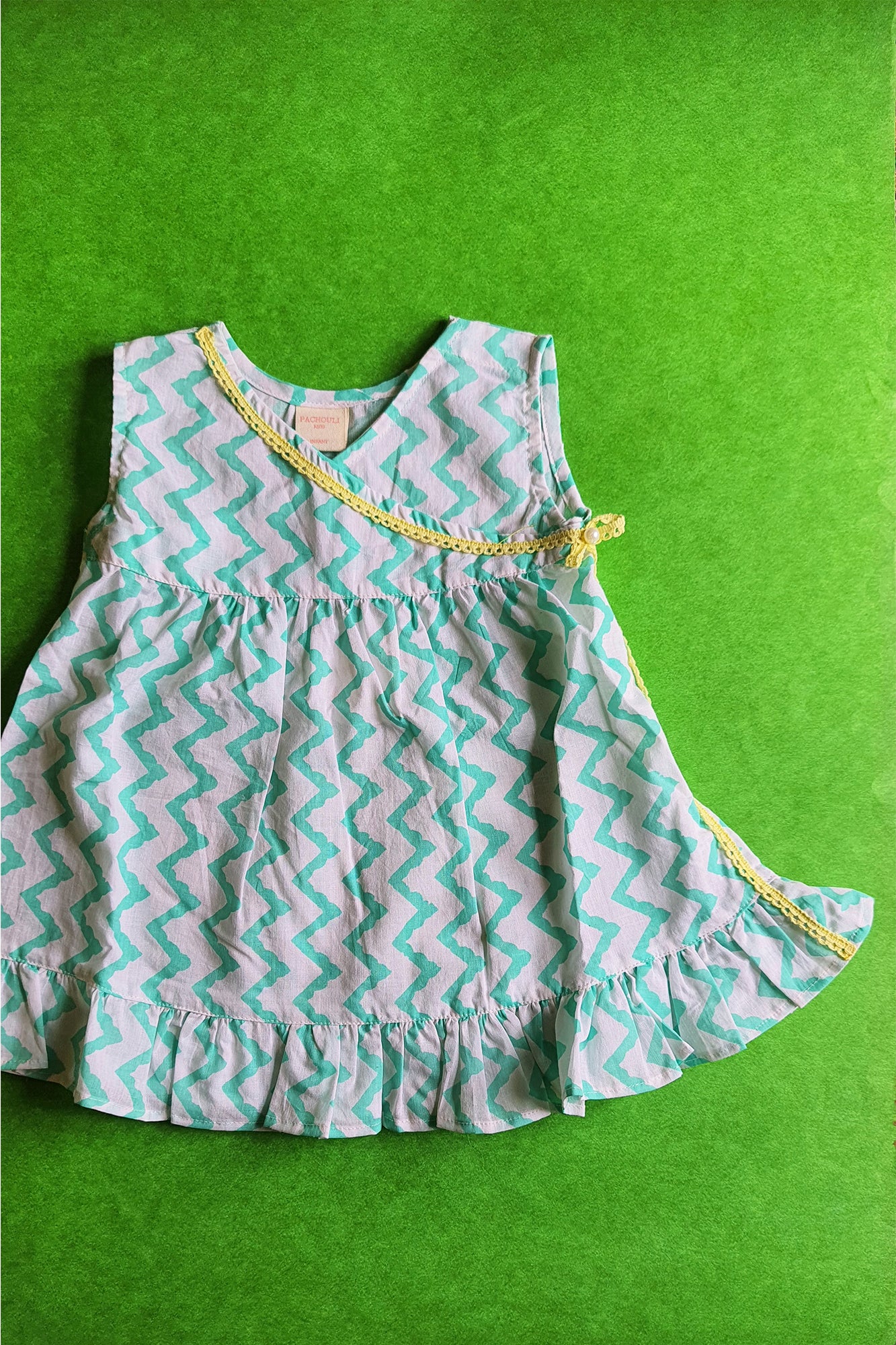 Green Chevron Infant Frock