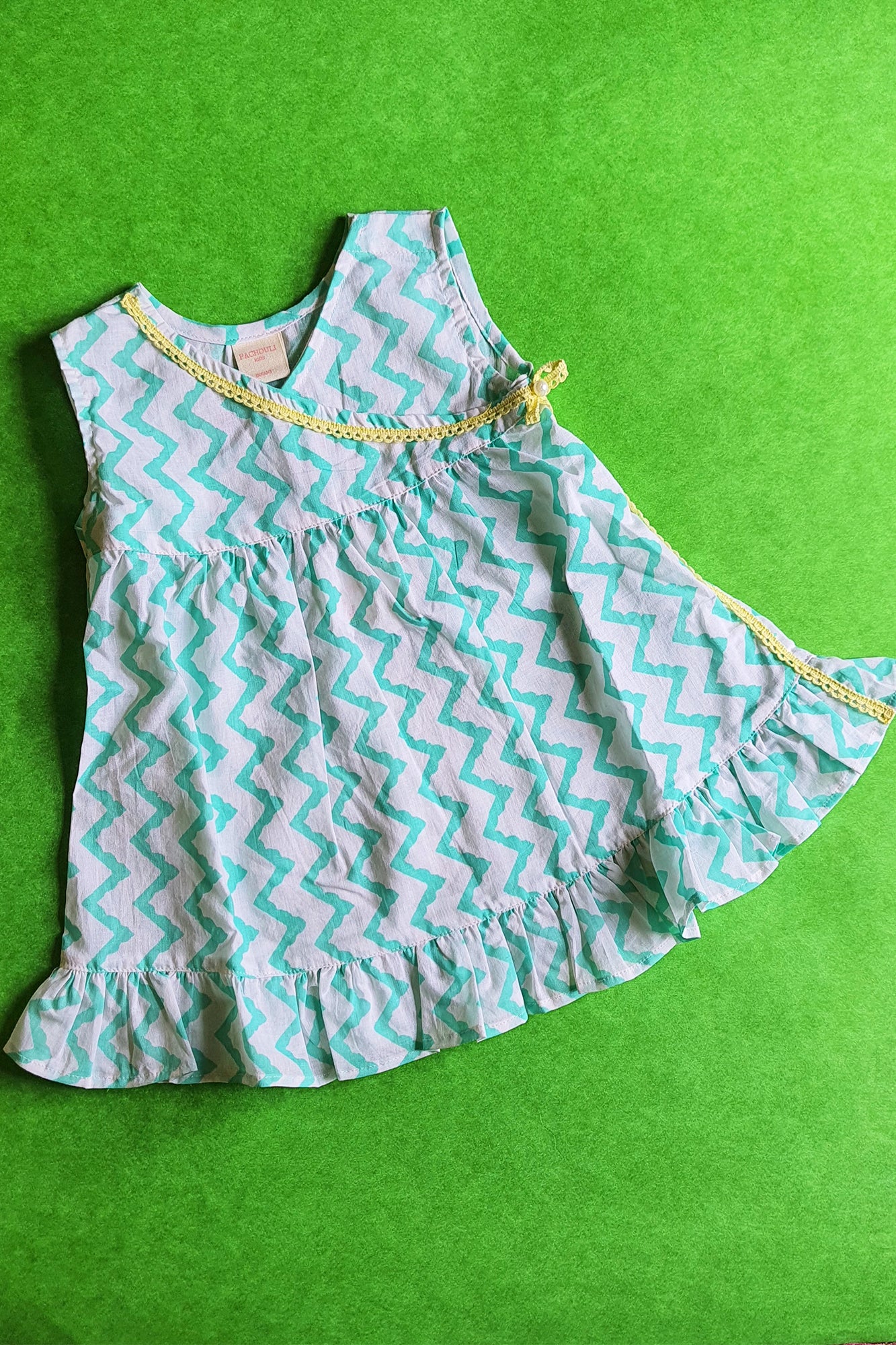 Green Chevron Infant Frock