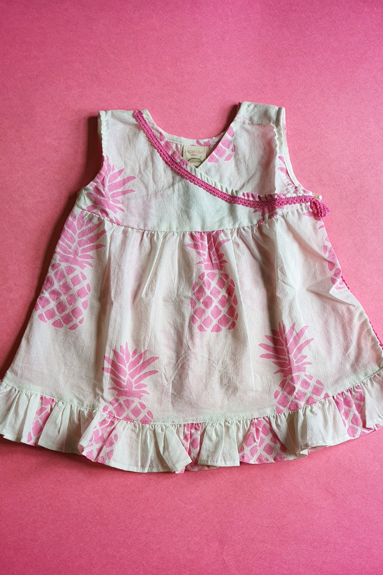 Pink Pineapple Angarakha Frock