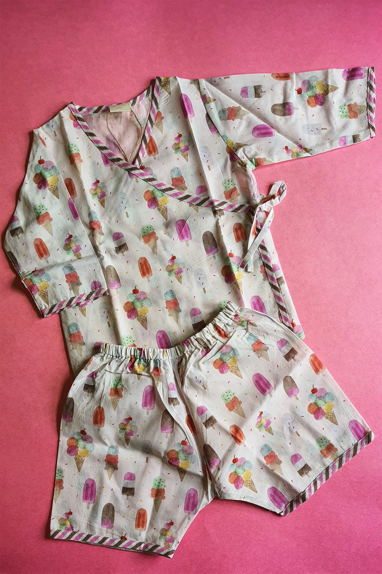 Ice Cream Angarakha Top With Shorts