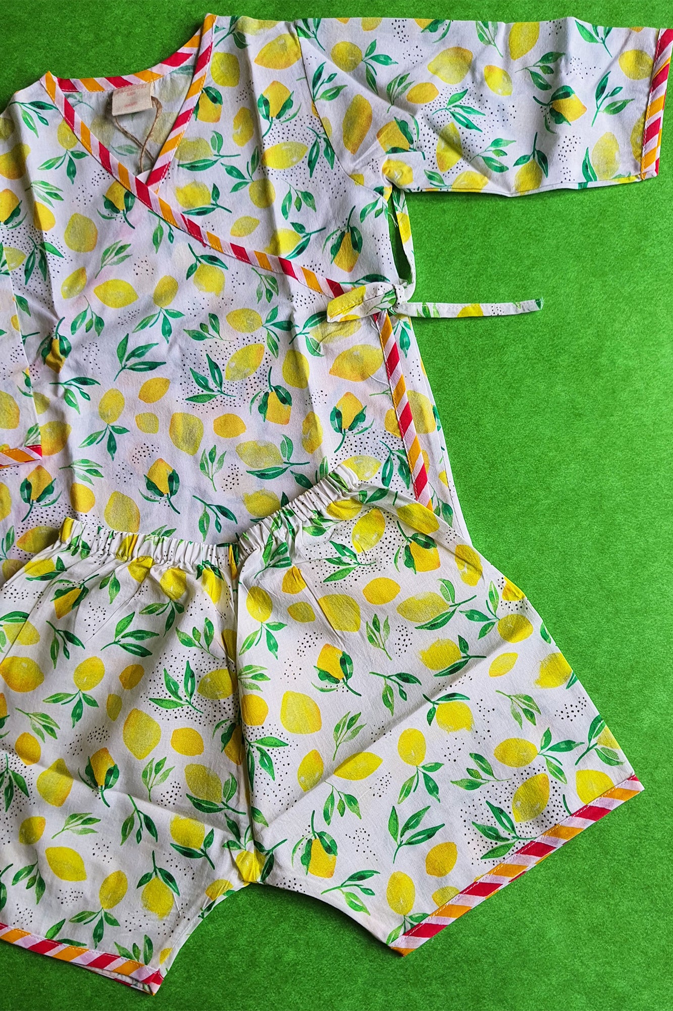 Lemon Yellow Angarakha Top With Shorts