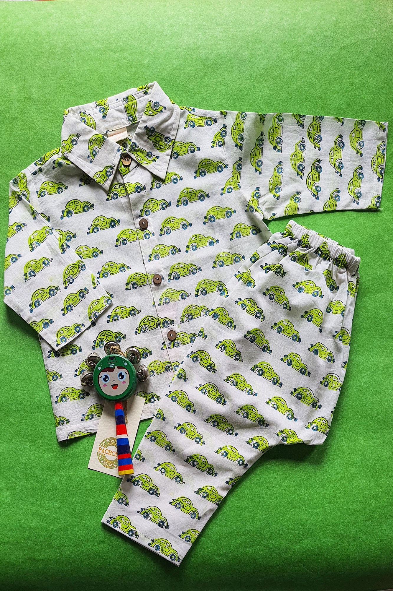 Green Cars Shirt & Pajama Set