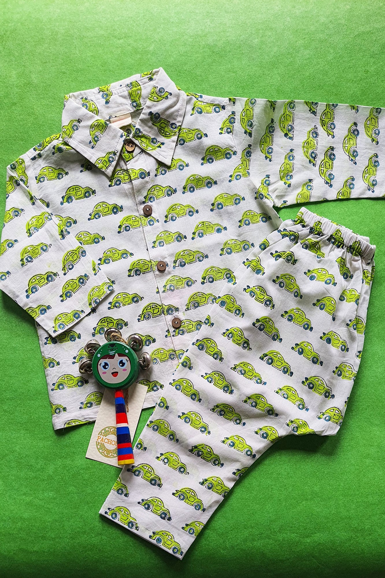 Green Cars Shirt & Pajama Set