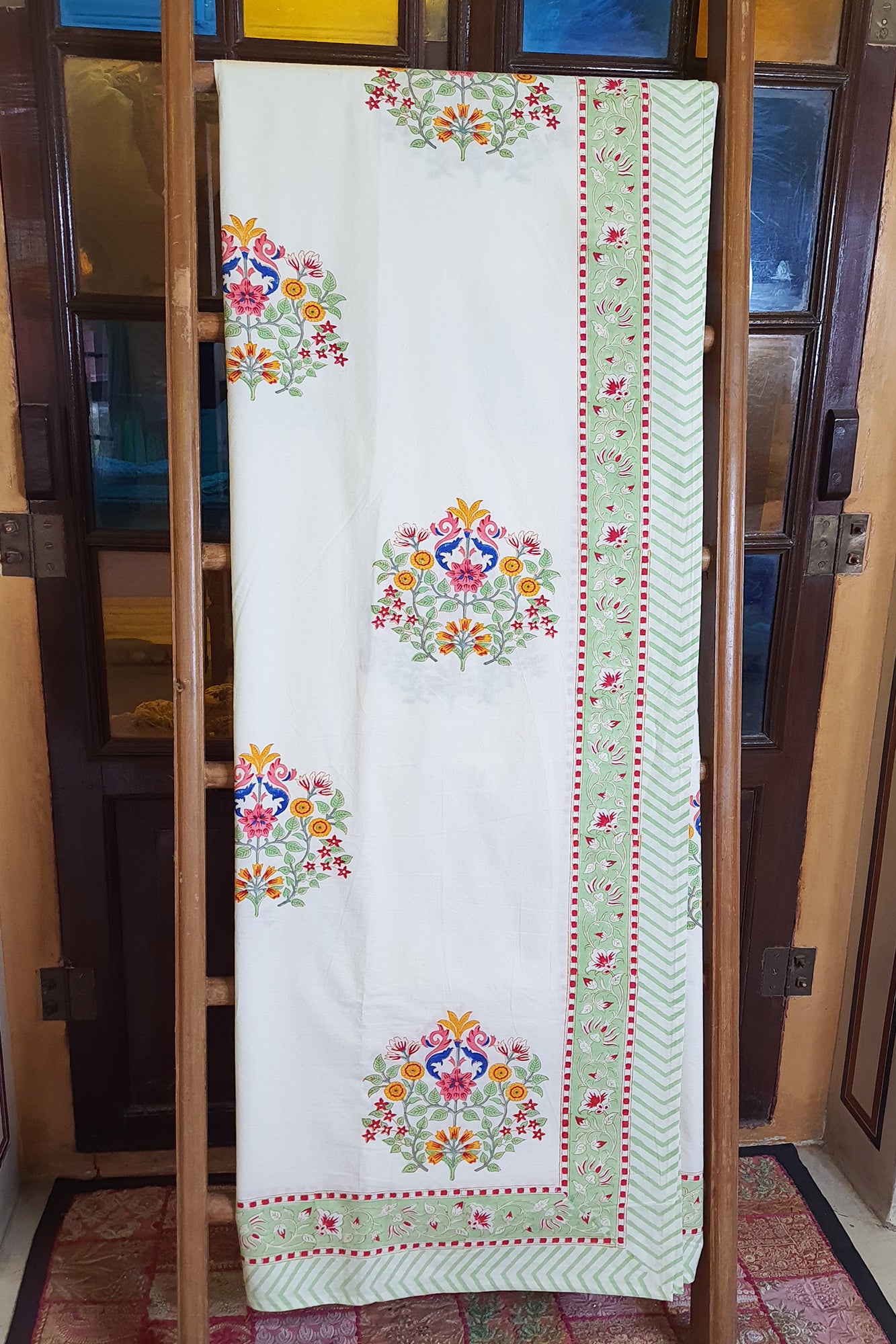 Phoolkari Courtyard Bed Sheet With Pillow