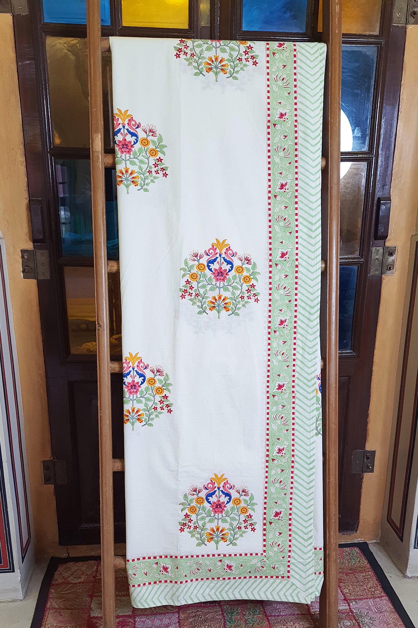 Phoolkari Courtyard Bed Sheet With Pillow
