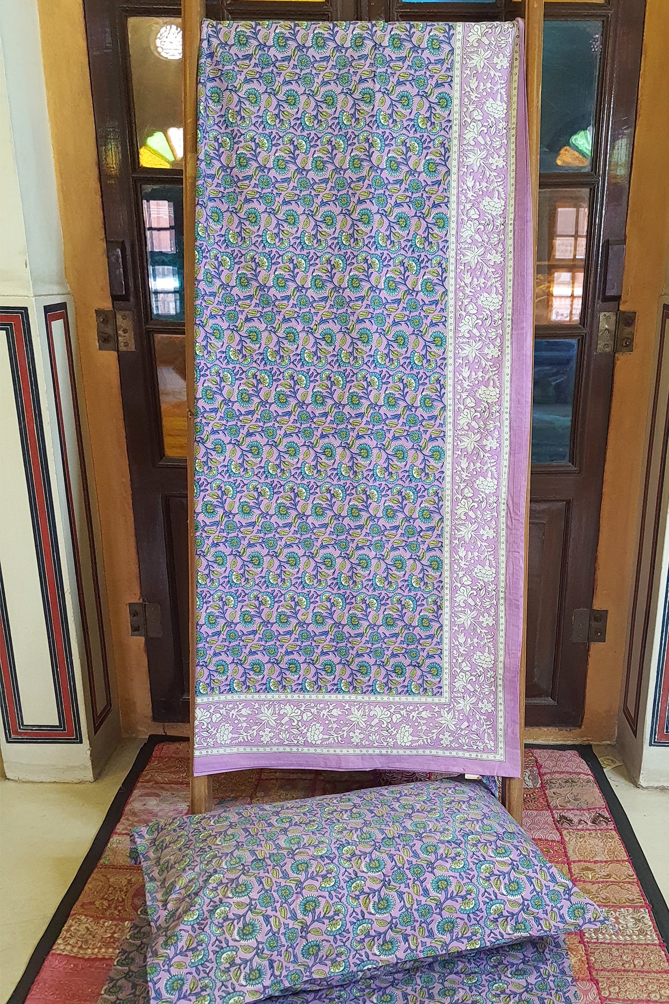 Lavender Blossom Bed Sheet With Pillow
