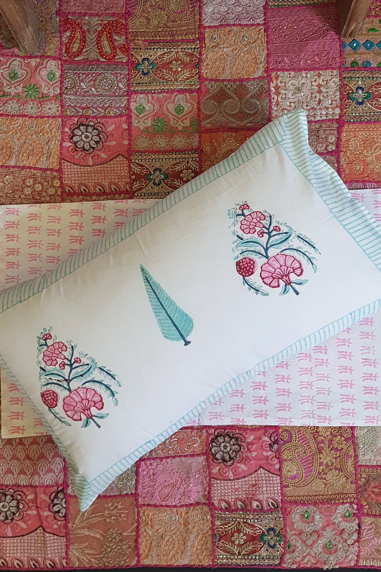 Marigold Pink Bed Sheet With Pillow