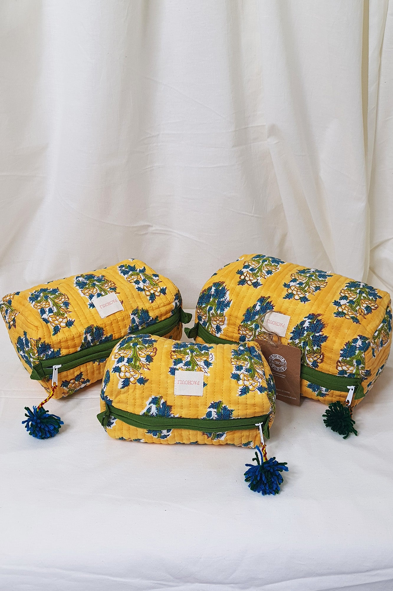 Mughal Yellow Pouch Set of 3