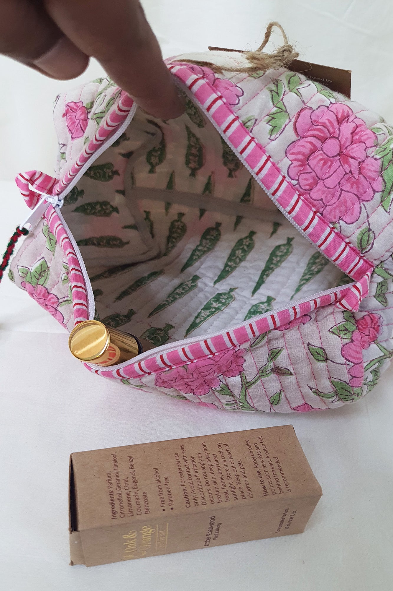 Pink Rose Pouch Set of 3