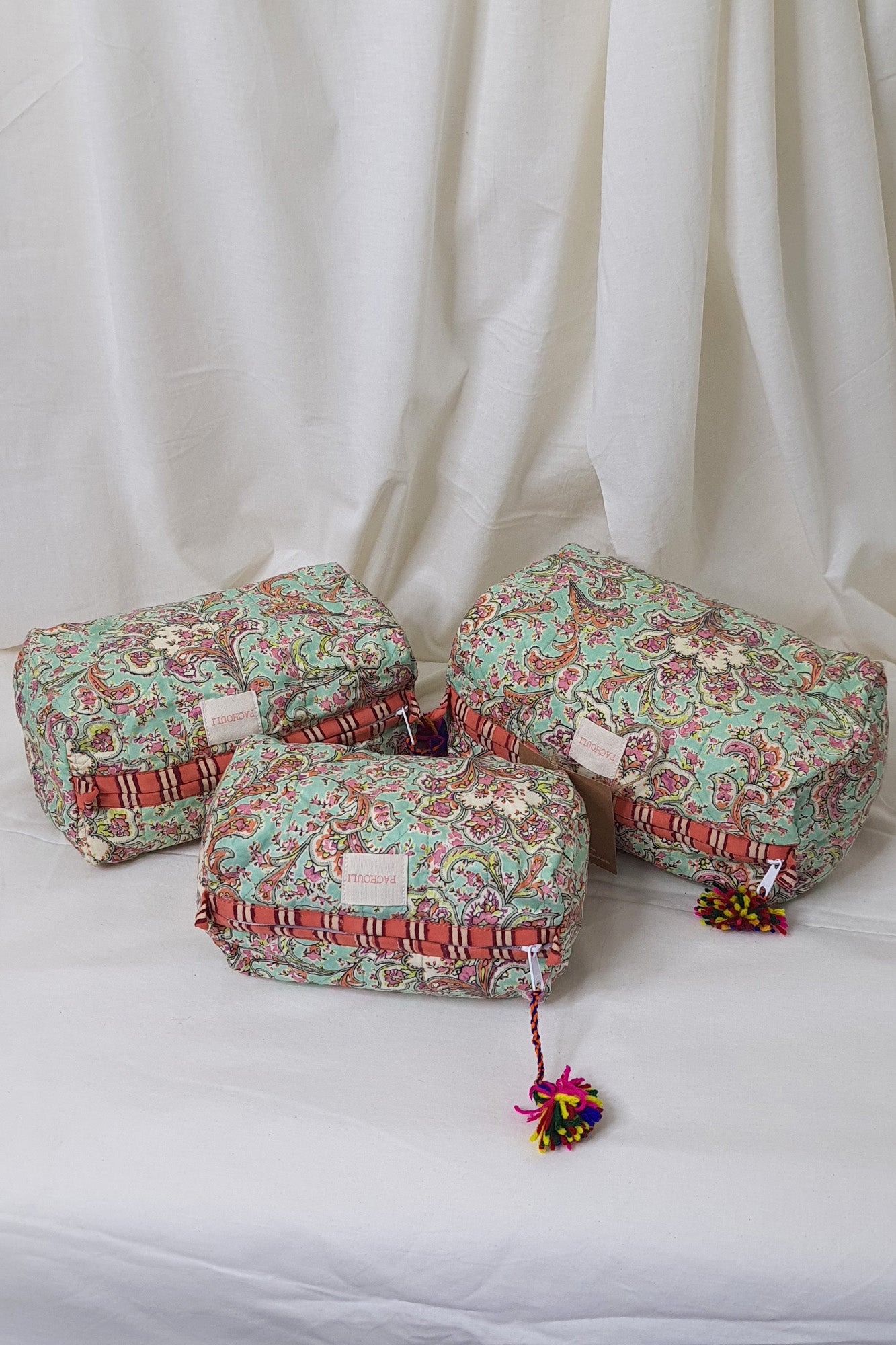 Mint Blossom Pouch Set of 3