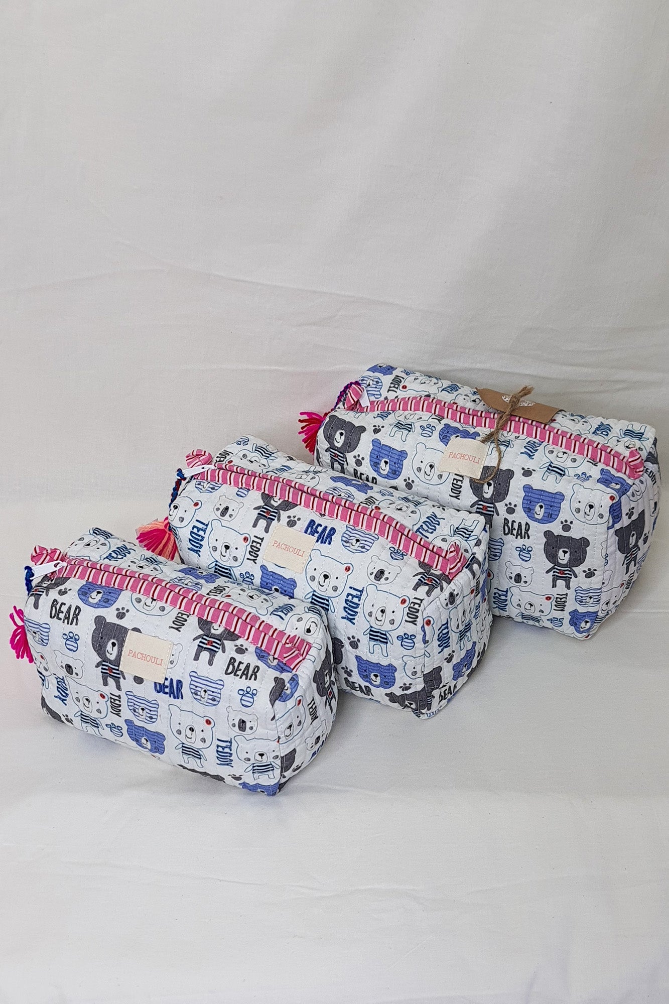 Teddy Bear Pouch Set of 3