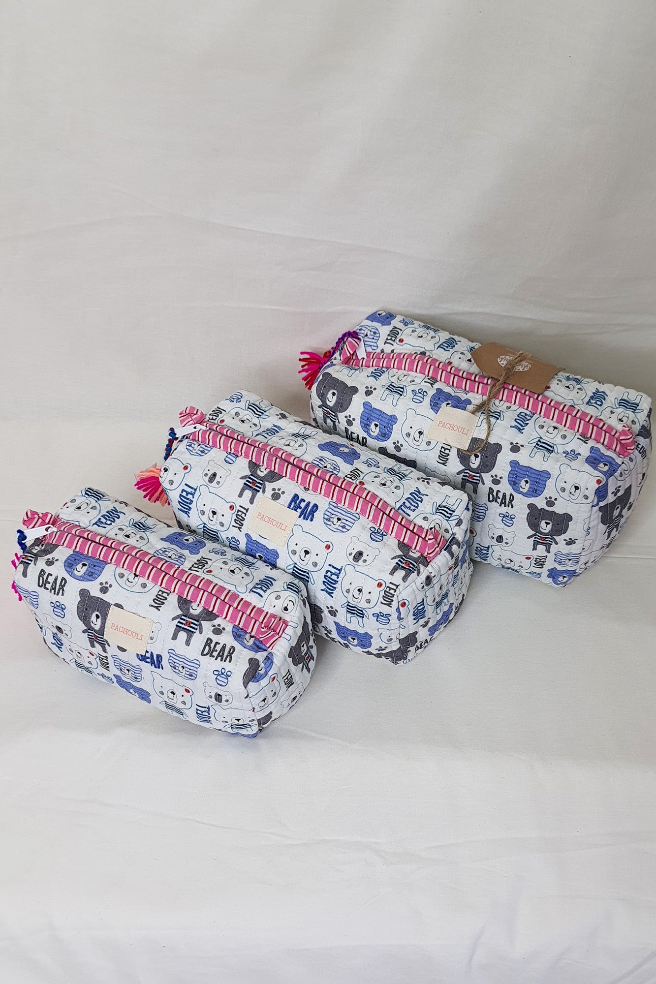 Teddy Bear Pouch Set of 3