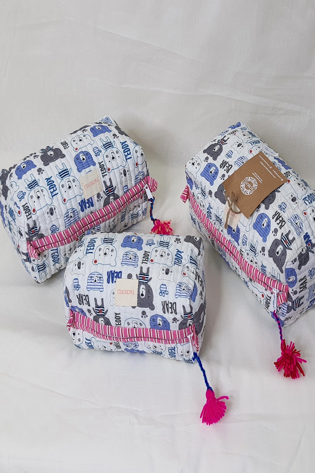 Teddy Bear Pouch Set of 3