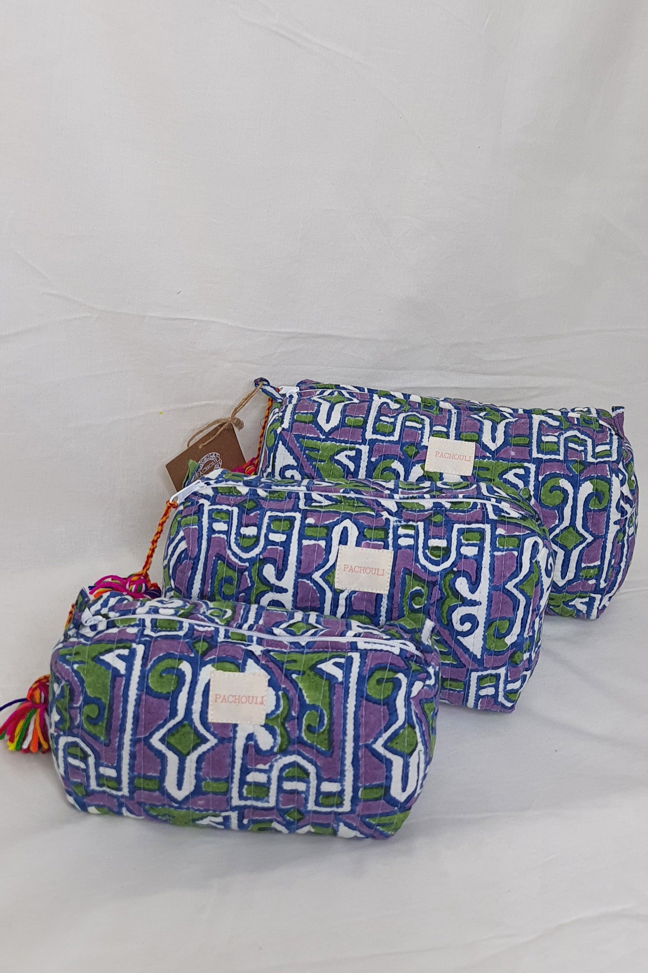 Abstract Purple Pouch Set of 3