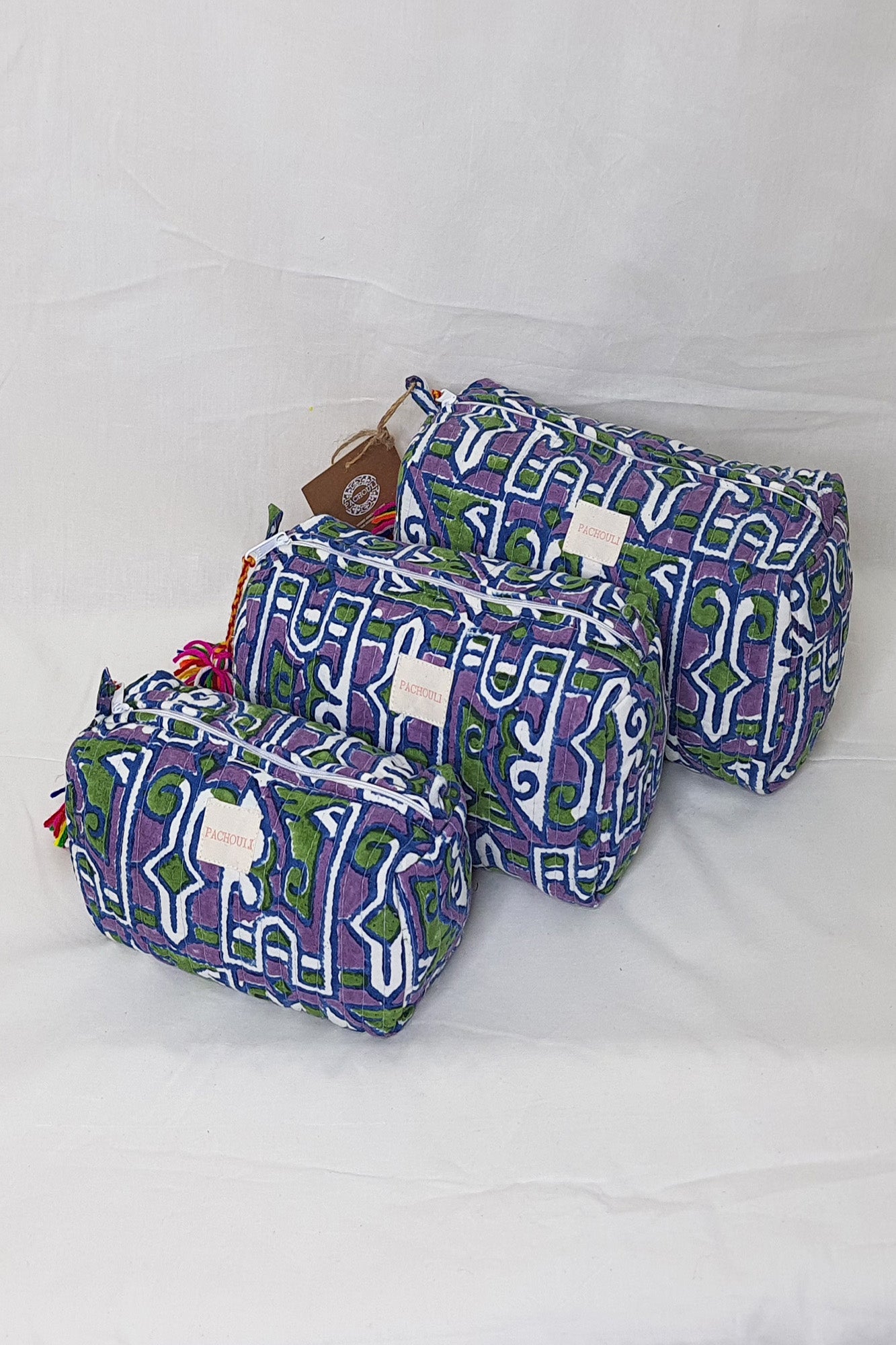Abstract Purple Pouch Set of 3