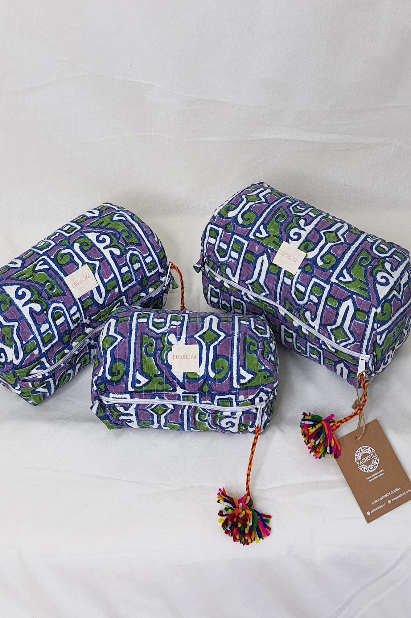 Abstract Purple Pouch Set of 3
