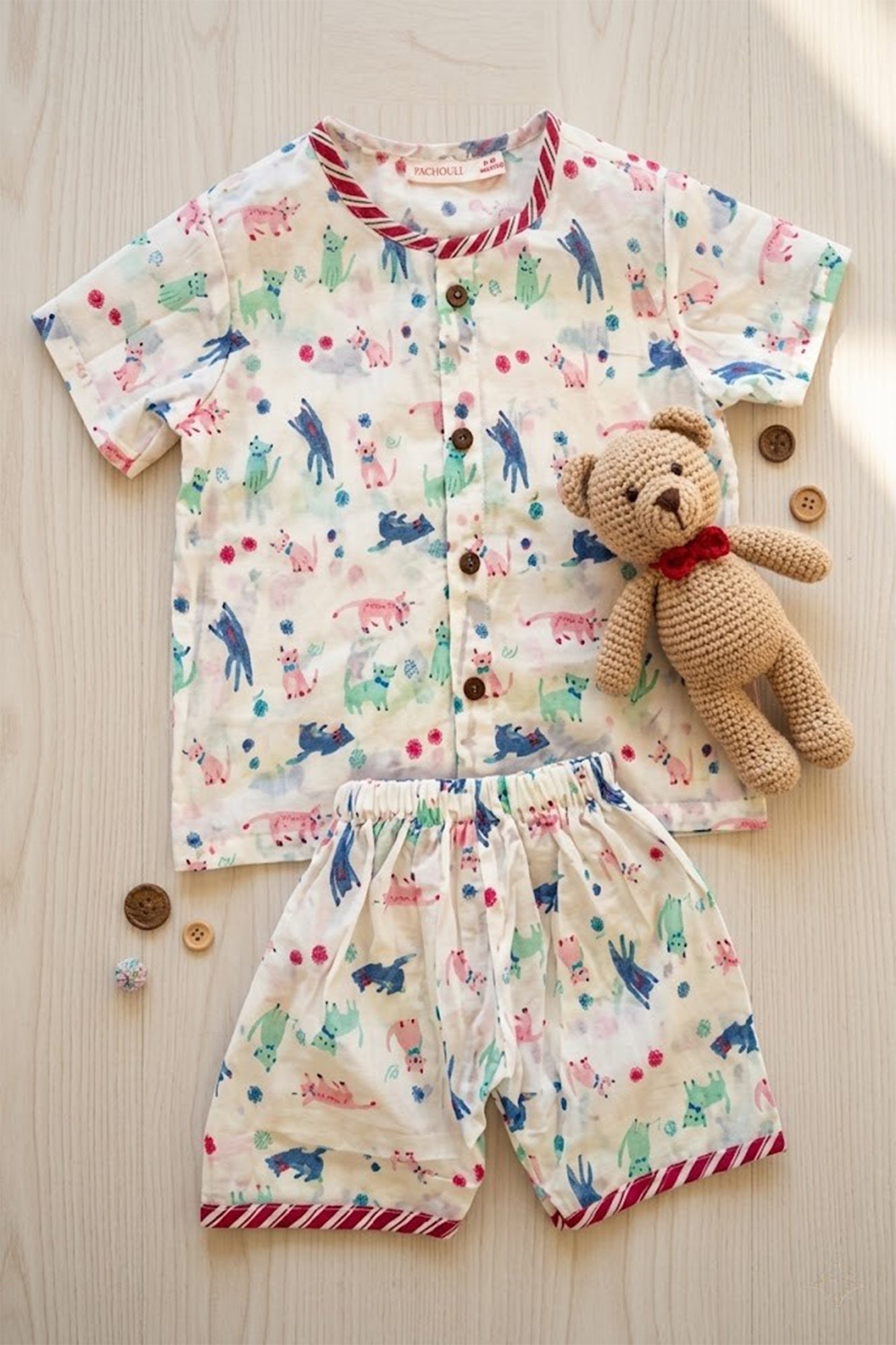 Top Front With Shorts Infants Cats Blue