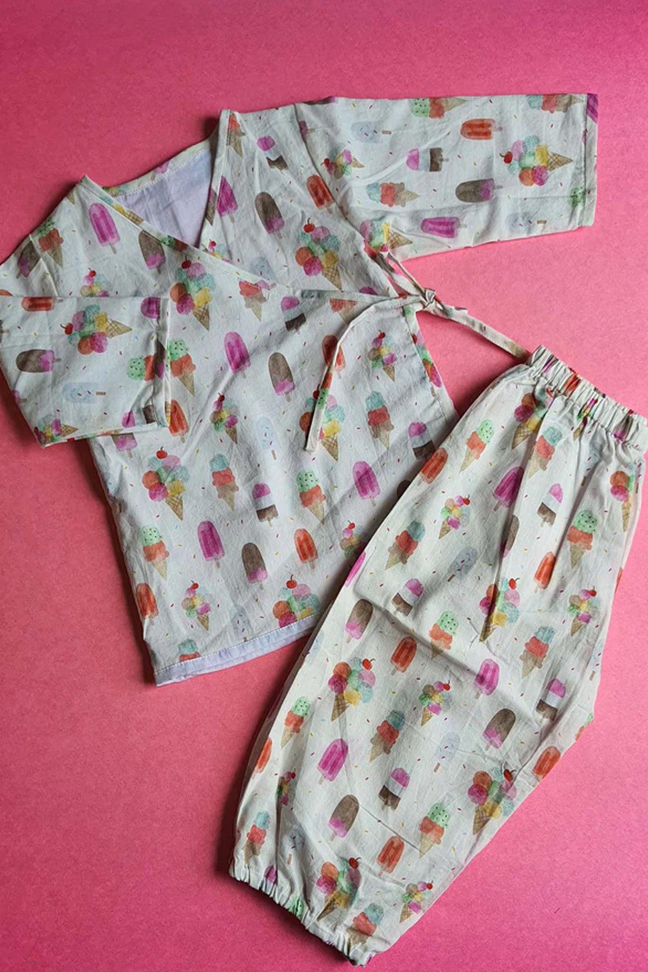Ice Cream Angarakha Top With Pajama
