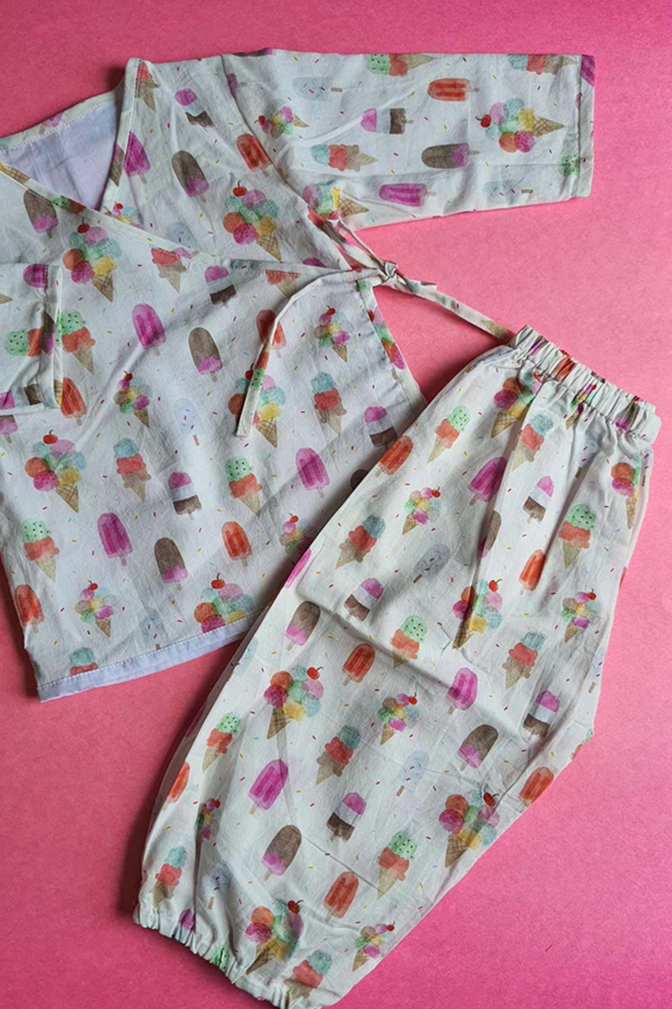 Ice Cream Angarakha Top With Pajama