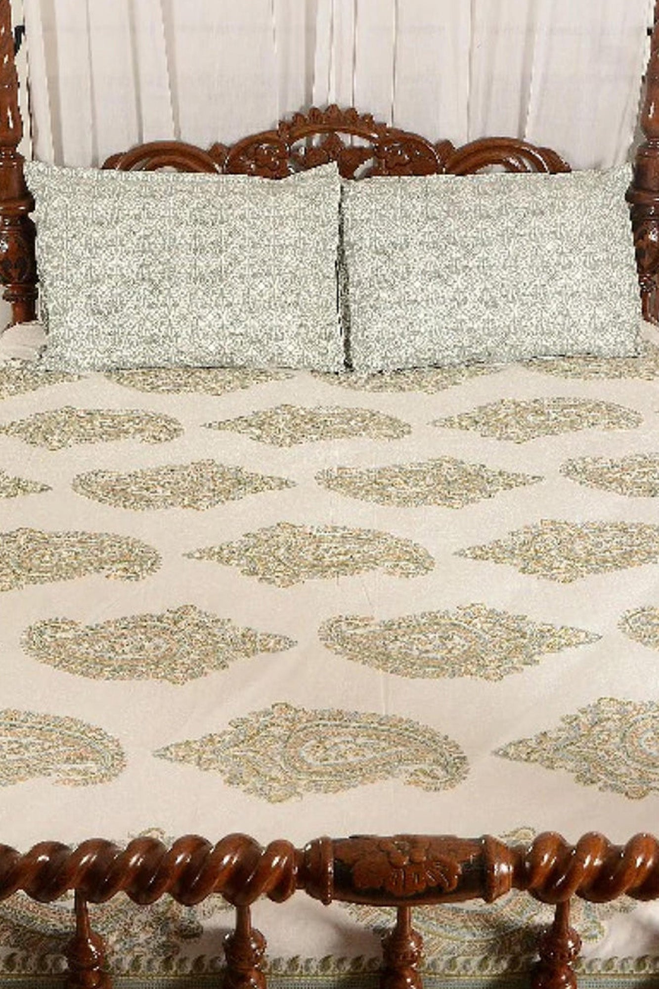 Green Large Paisley Bed Sheet Set S/3