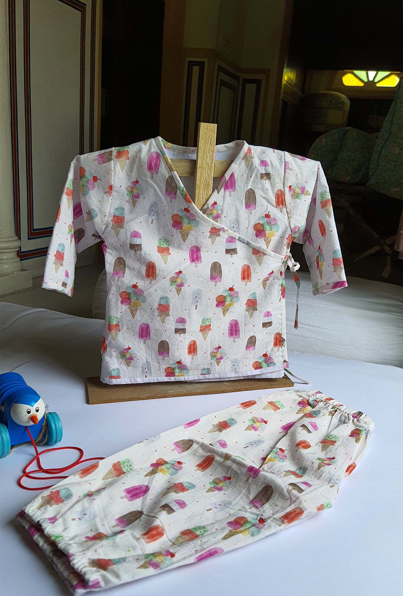 Ice Cream Angarakha Top With Pajama