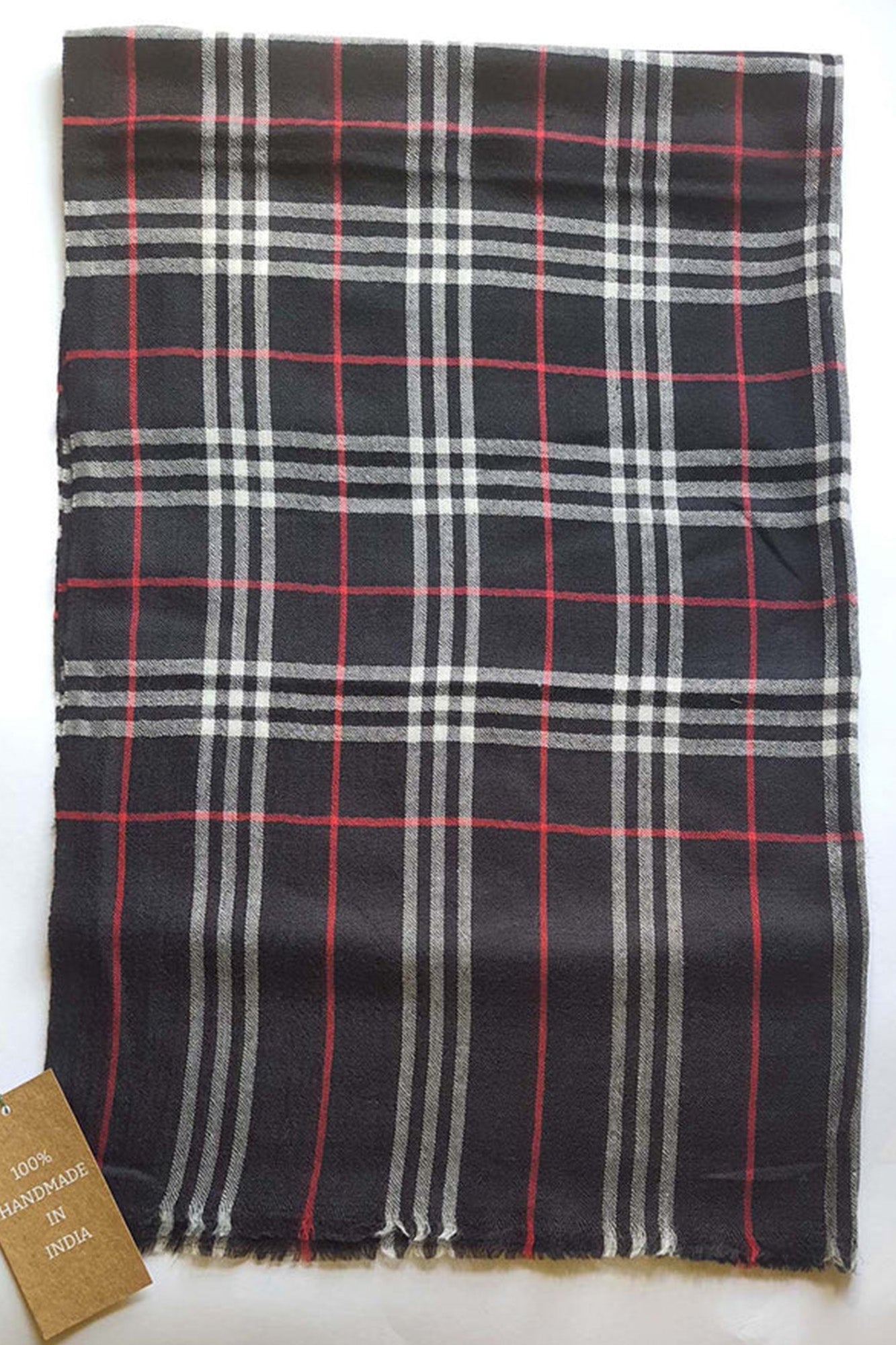 Pashmina White & Red Checks