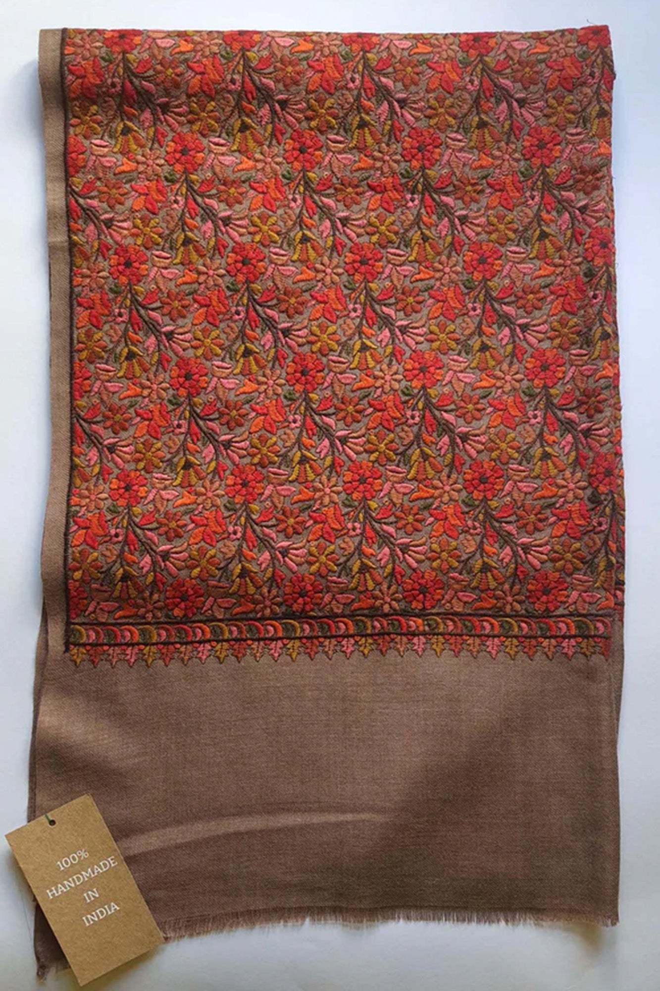 Pashmina Red Embroidered