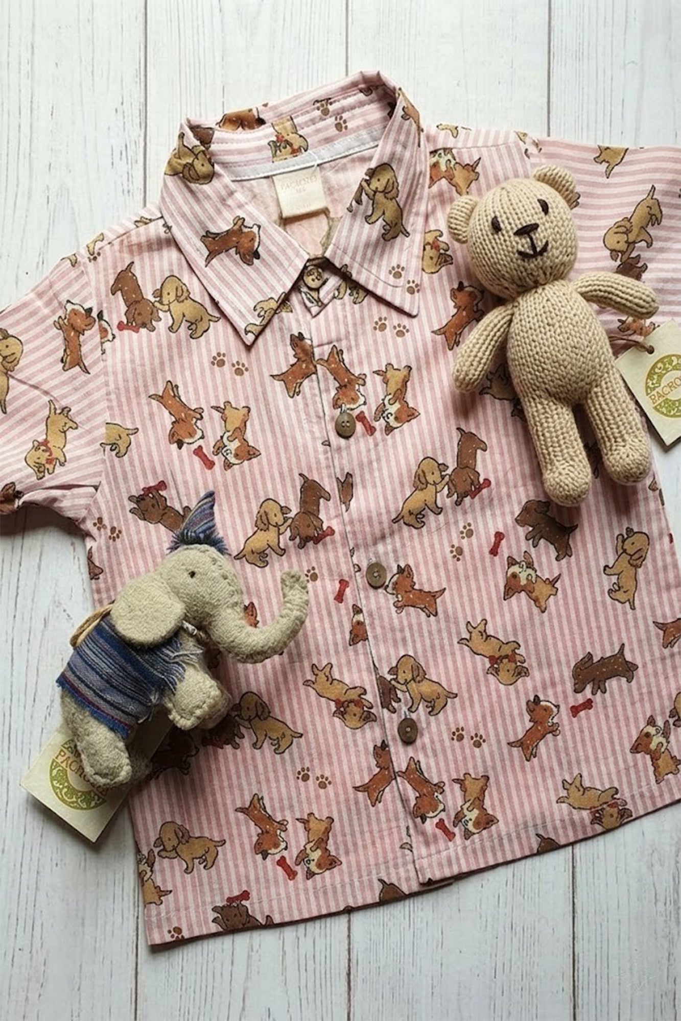 Pink Striped Puppy Shirt