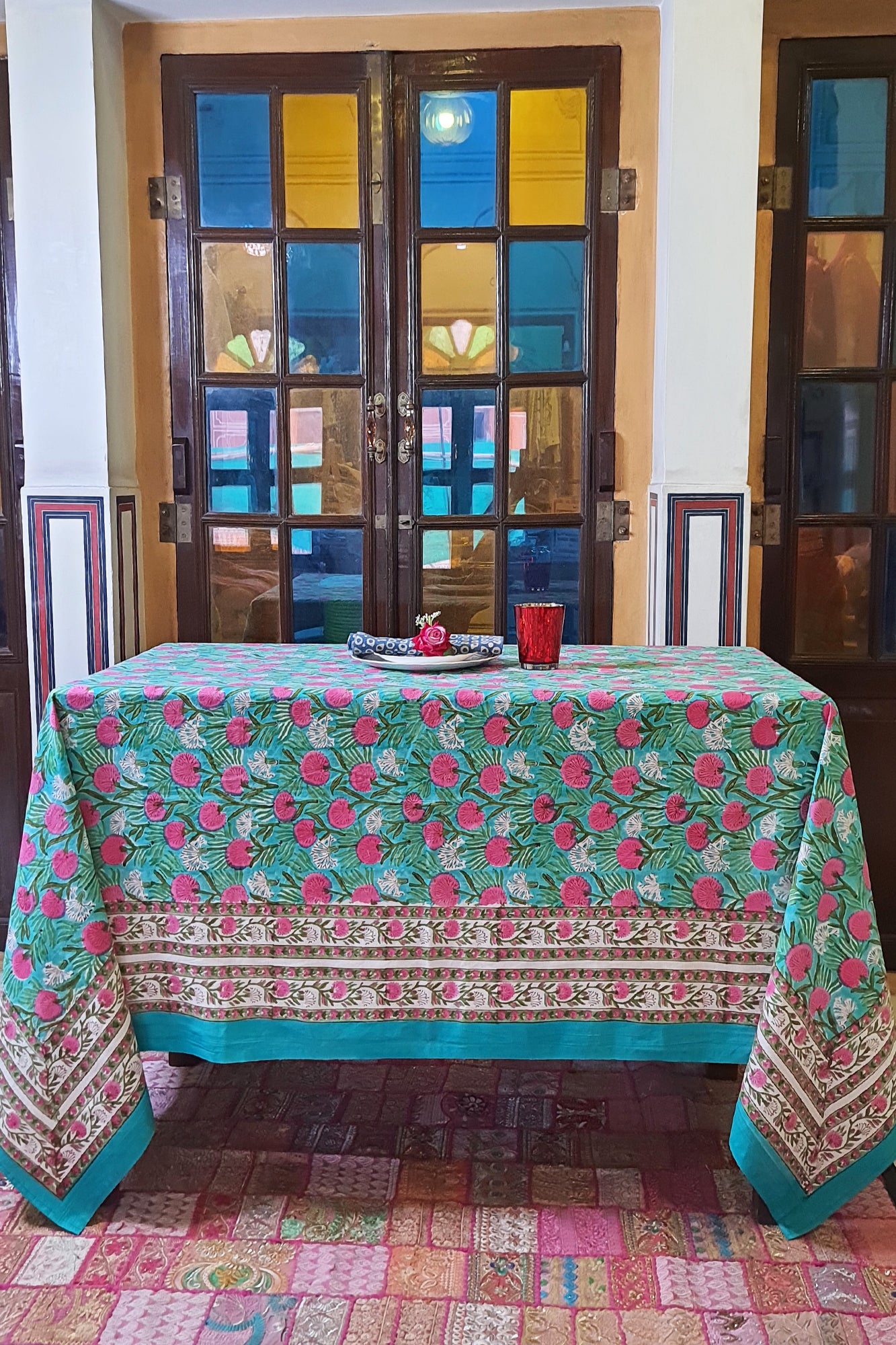 Pink Marigold Table Cover