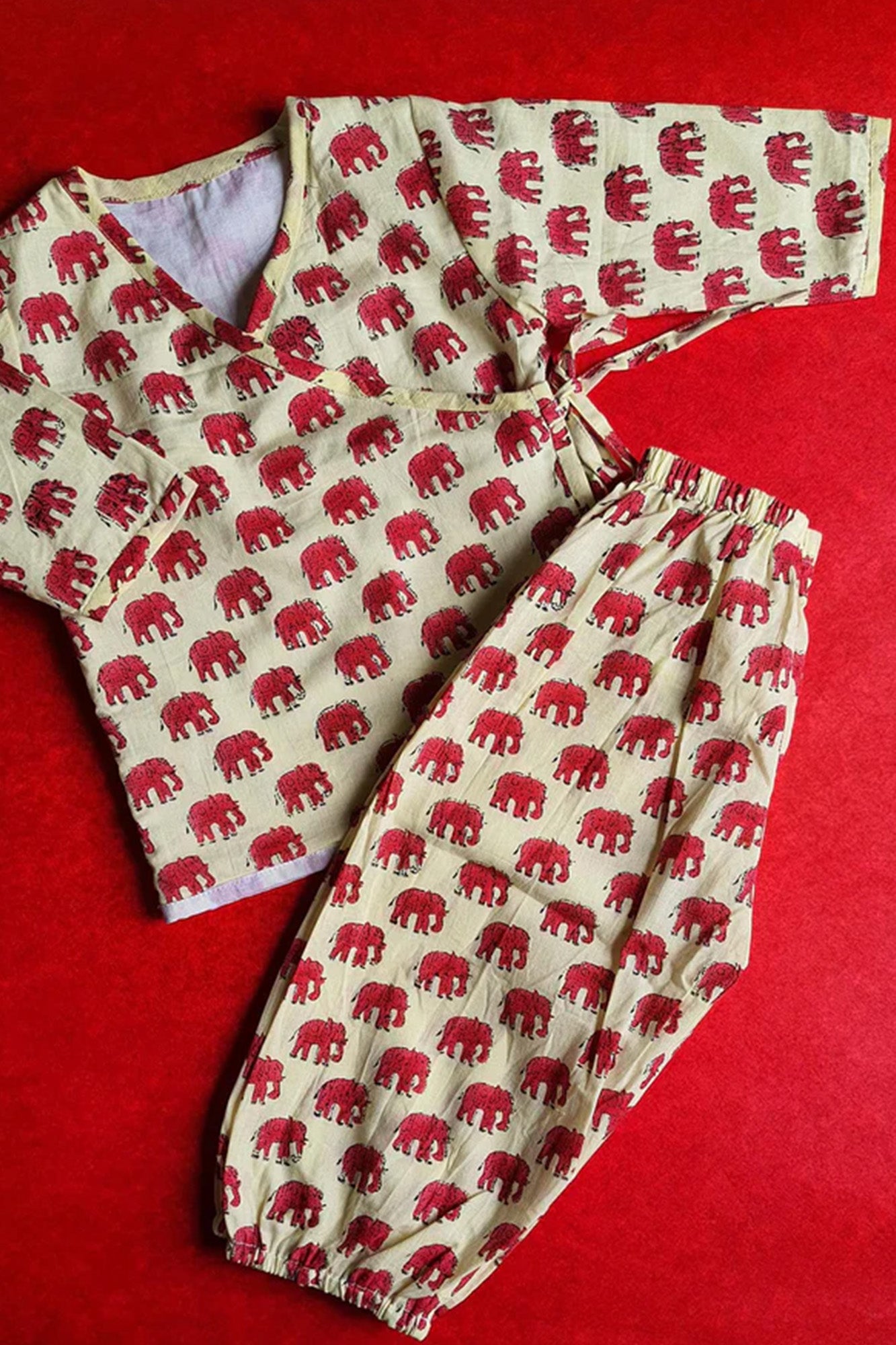 Red Elephant Angarakha Top With Pajama