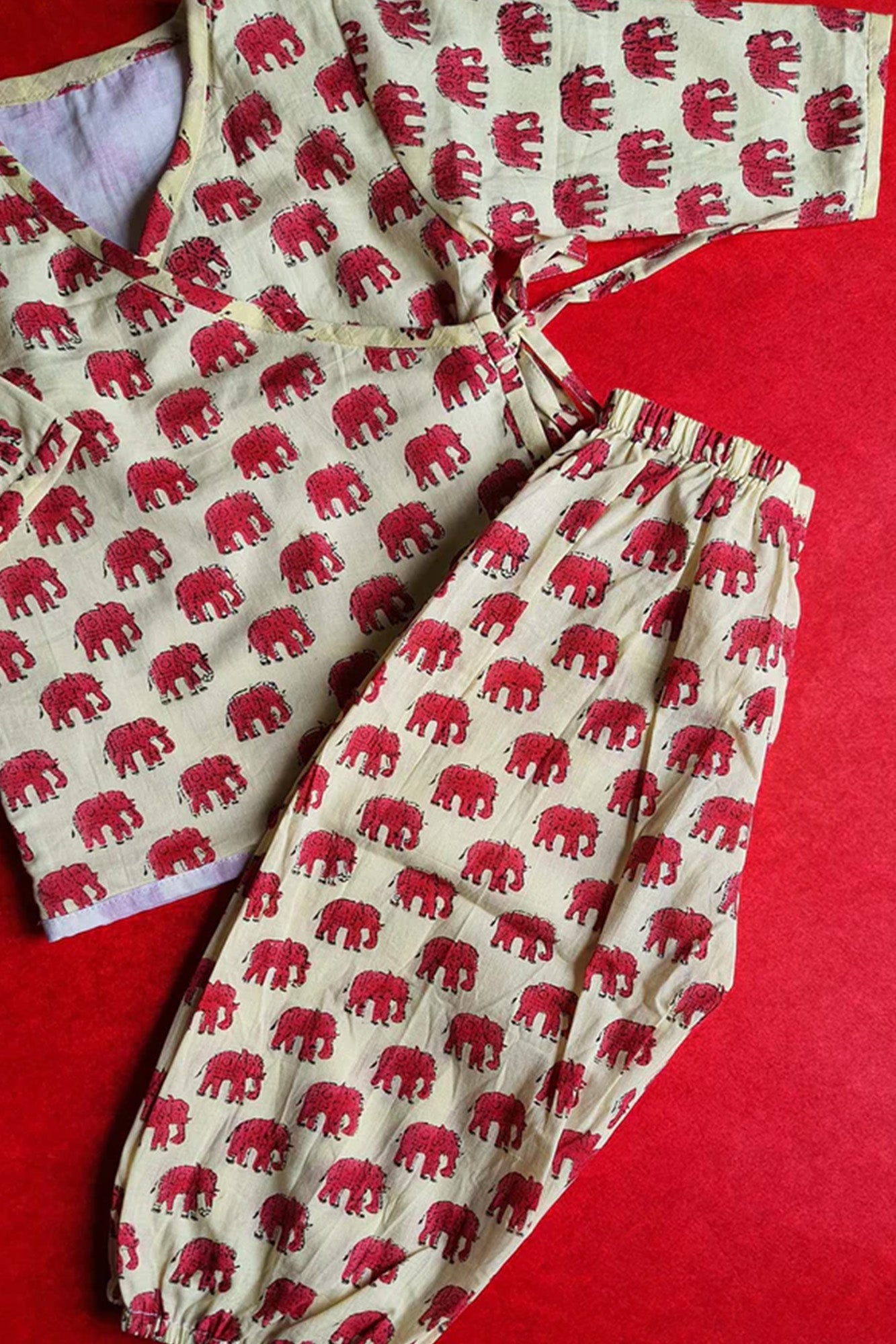 Red Elephant Angarakha Top With Pajama