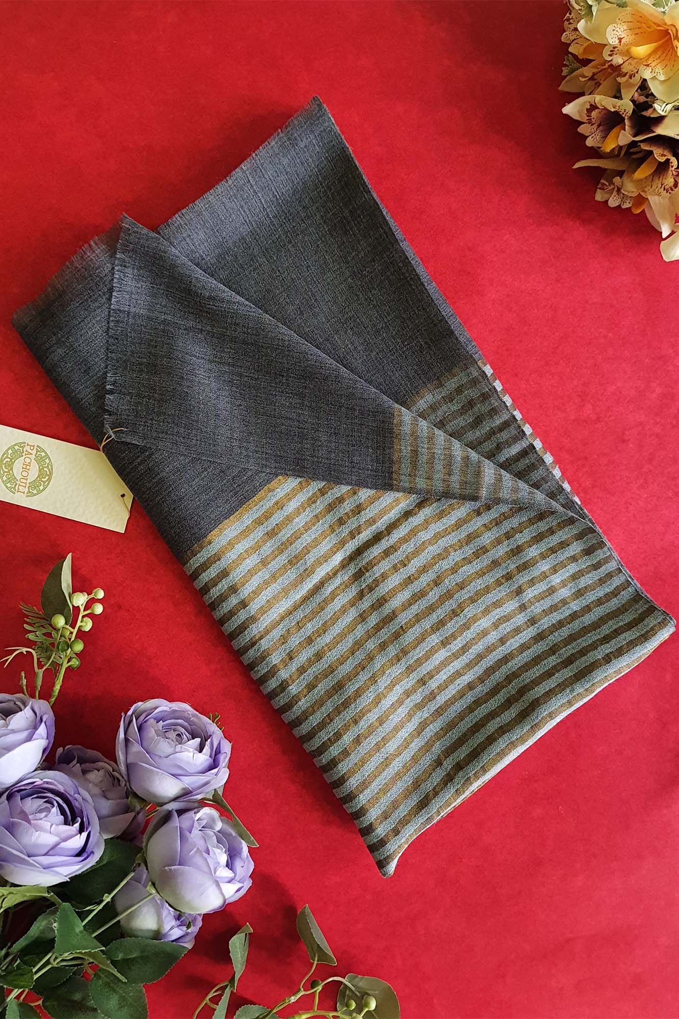 Women Pashmina Stole Striped Aqua