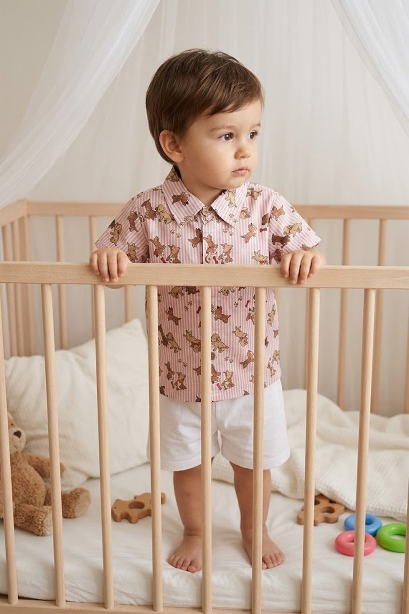 Pink Striped Puppy Shirt
