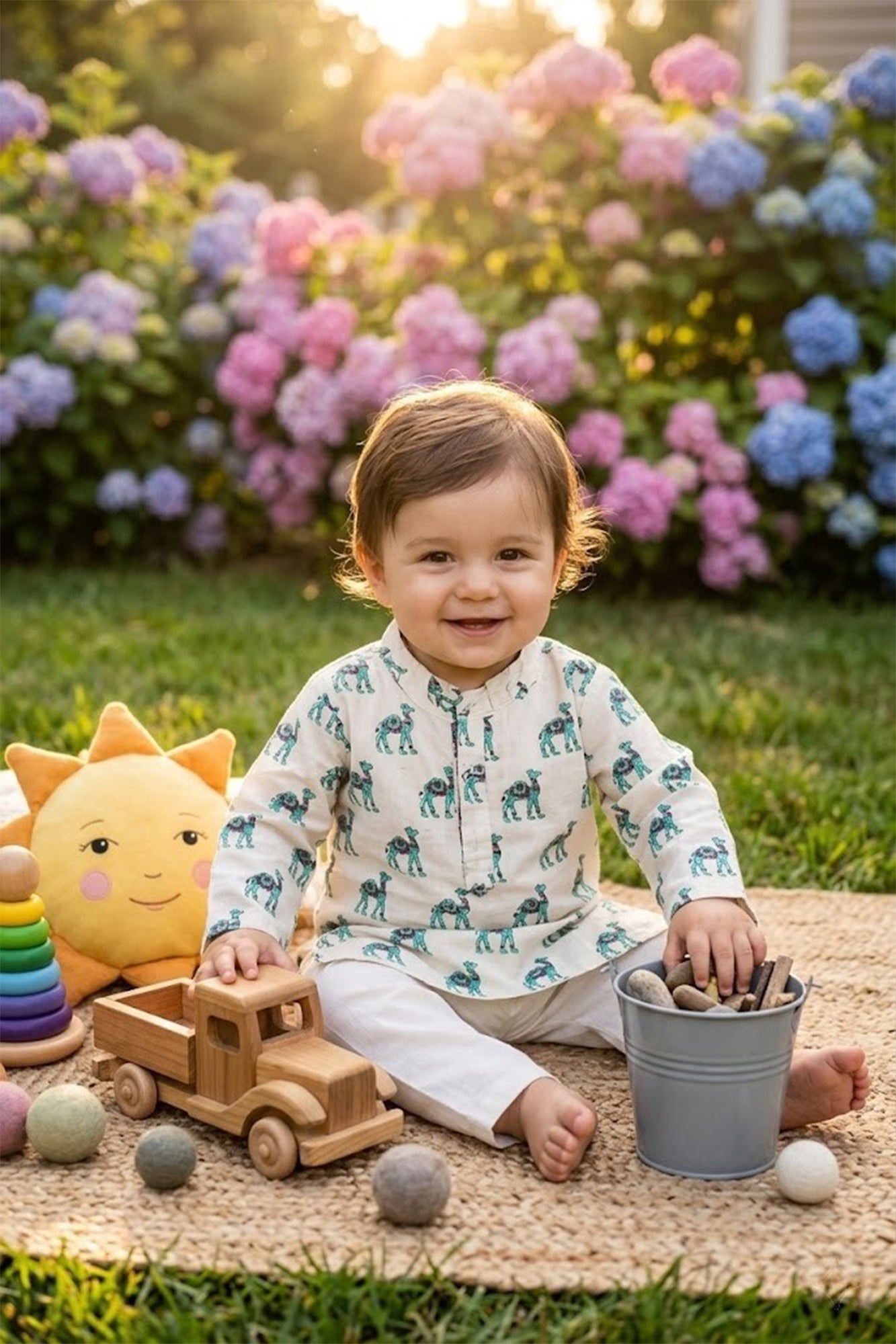 Camel Green Kurta With Pajama