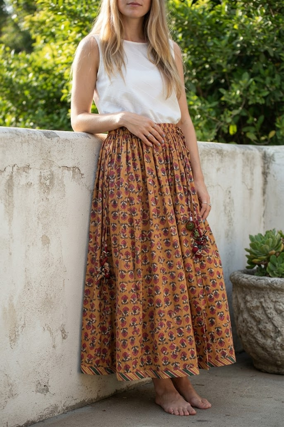 Seher Tarang Marigold Meadow Skirt