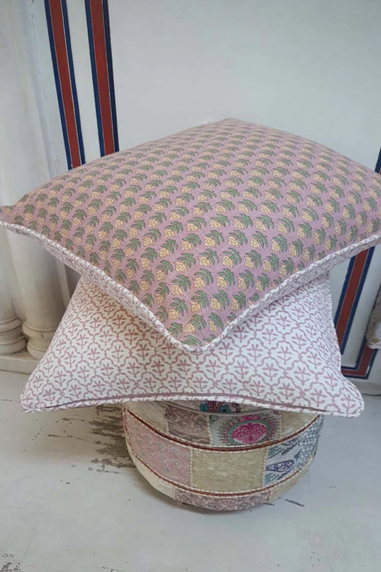 Cushion Cover Block Buti Orange