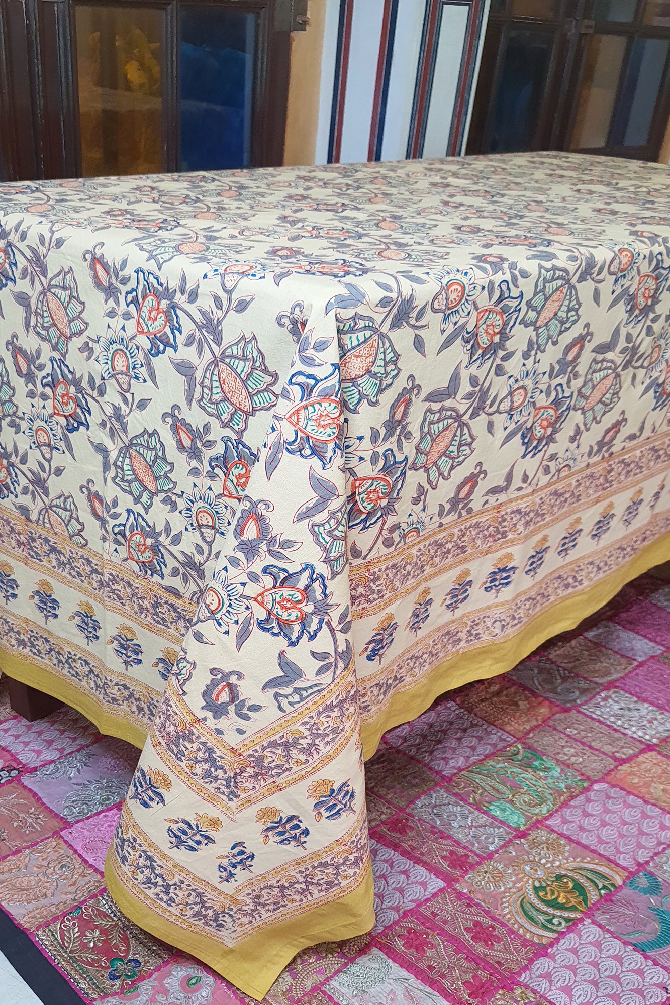 Kalamkari Lotus Table Cover