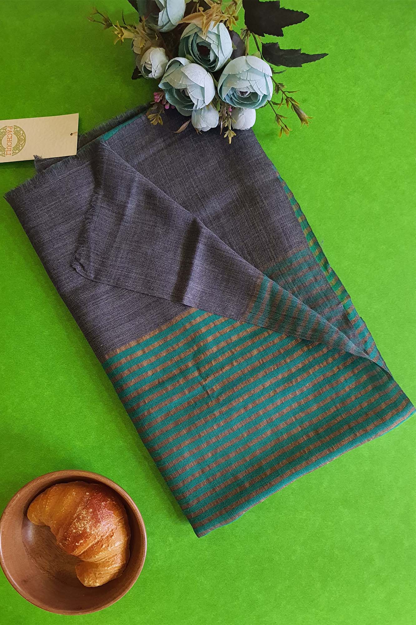 Women Pashmina Stole Striped Green