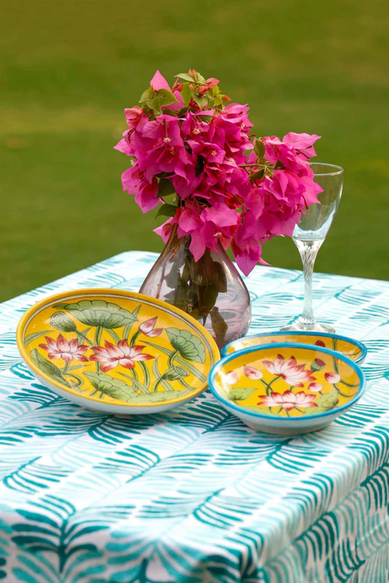 Table Cover Block Leaf Green