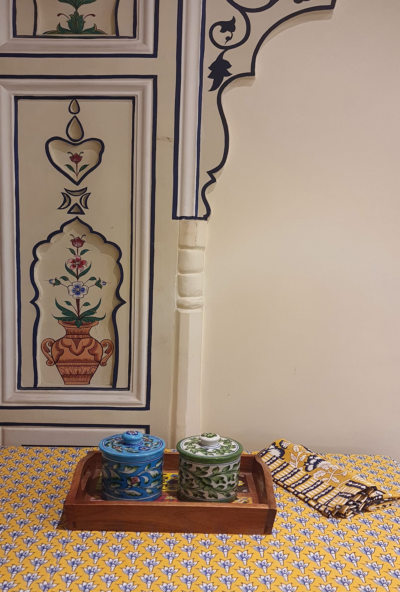 Ceramic Tray With Wooden Frame