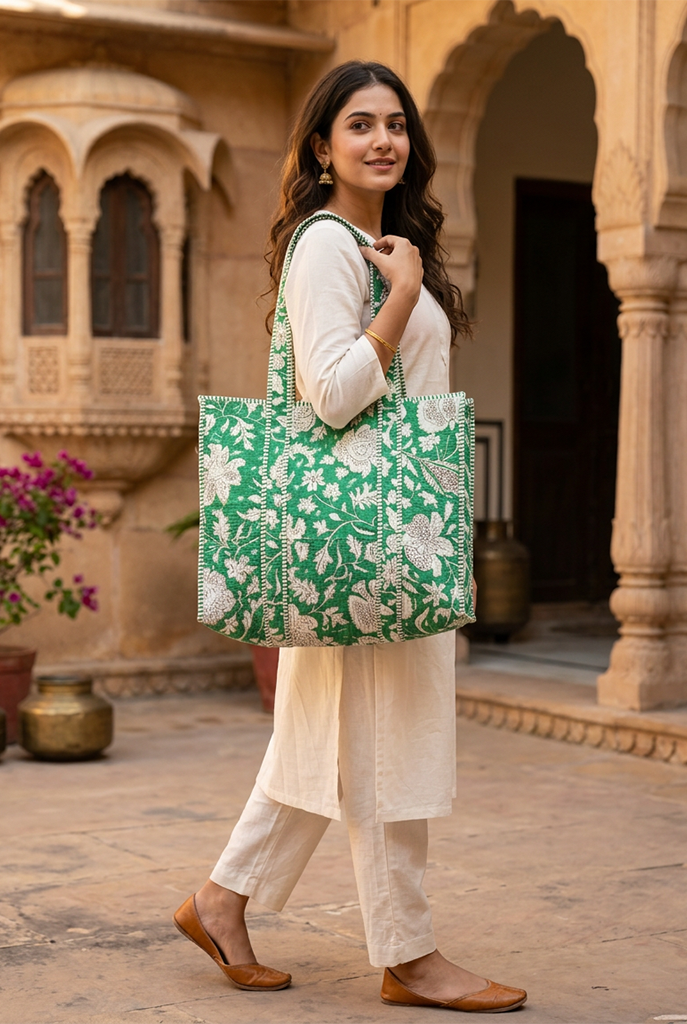 Green Marigold Tote Bag