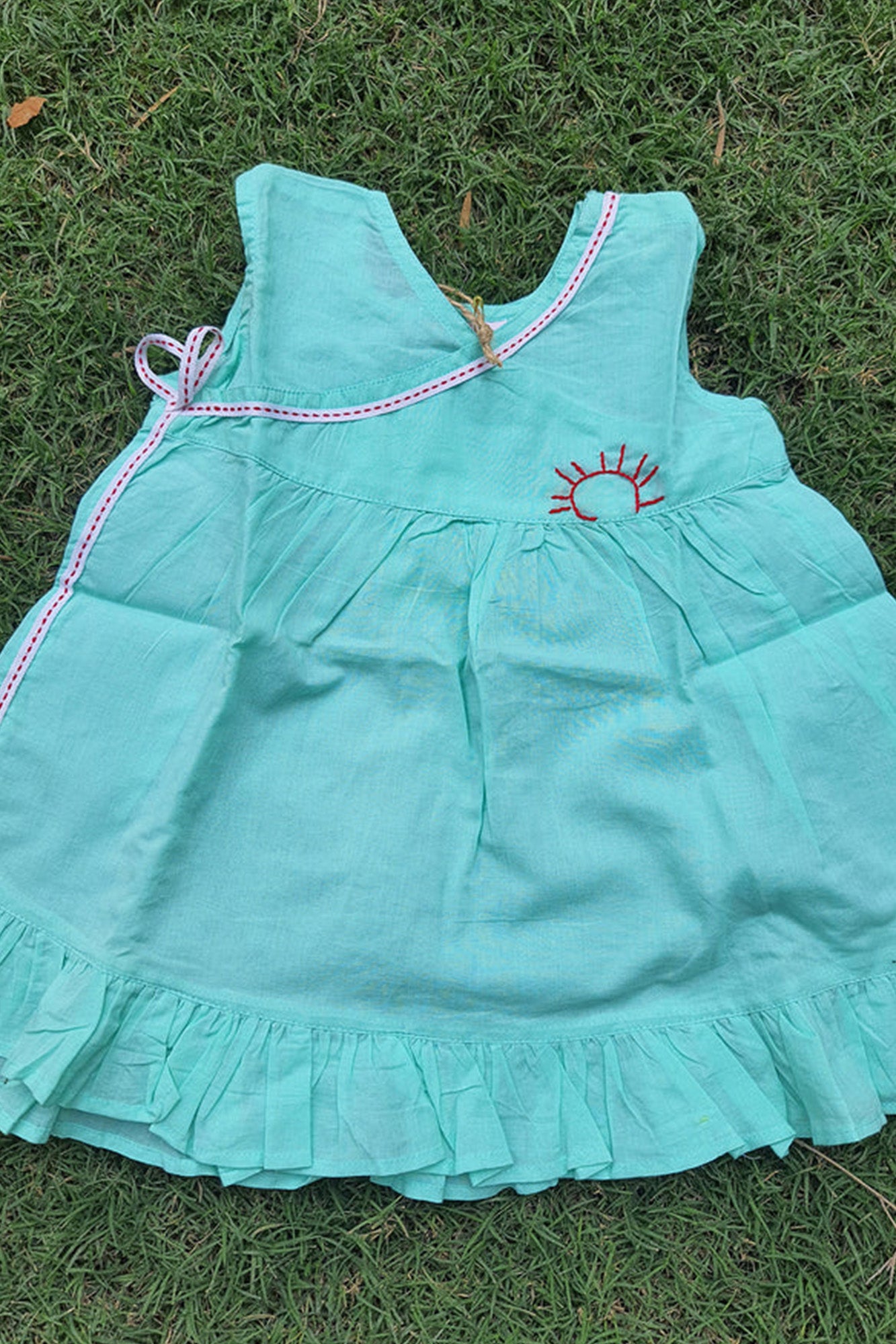 Infant Girl Frock Embroidered Aqua